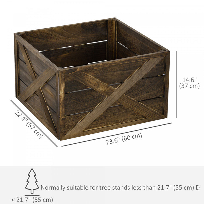 HOMCOM Cache-pied de sapin en bois, 24 po, Finition bois vieilli fonce
