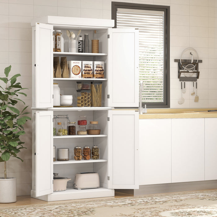 HOMCOM Garde-Manger Cuisine 4 Portes Autoportant Etageres Blanc