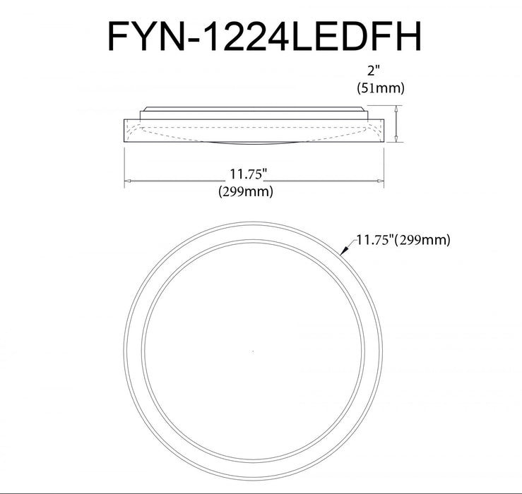 Plafonnier affleuré Flynn de Dainolite qui diffuse la lumière,à avec fini noir sablé et blanc, et ampoule de 24 W