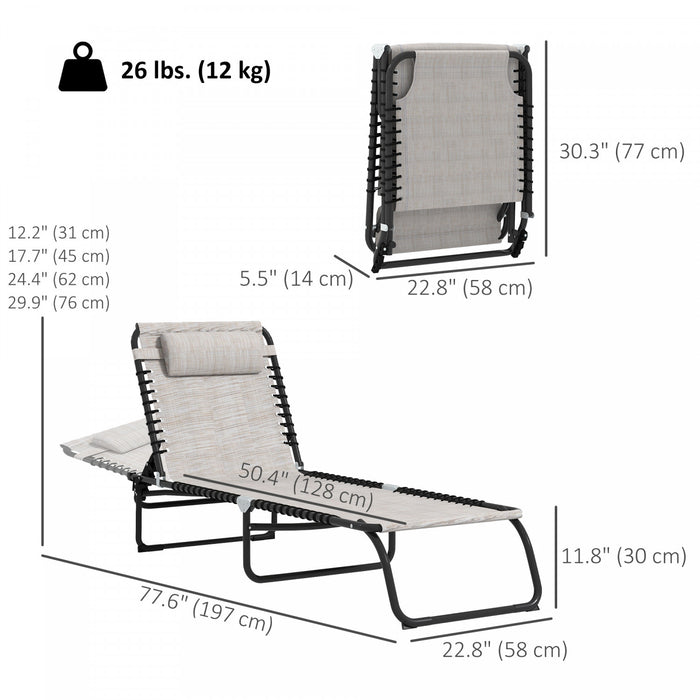 Outsunny 2 Chaises Longues Pliantes, Chaises Longues Avec Appui-tete, Creme