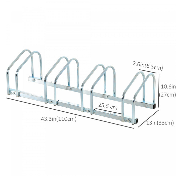 Soozier Support De Rangement Pour Velo Pour 4 Velos, Argente