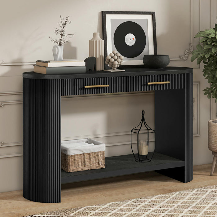 Console moderne Olivia 120 cm avec rangement et tiroirs - noire