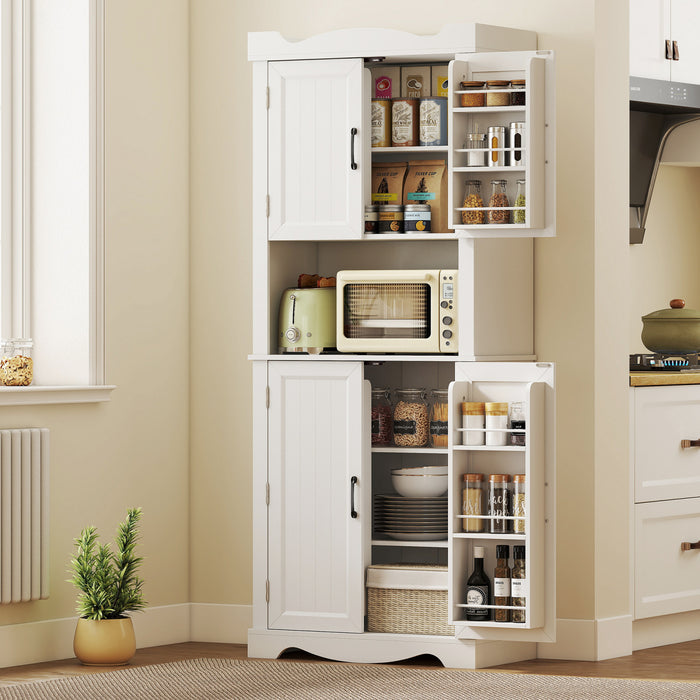 HOMCOM Armoire de cuisine 73\" avec etageres de porte, blanc