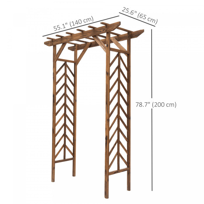 Outsunny 79\" Treillis De Jardin, Arbre En Bois Arque Avec Toit En Forme De Pergola