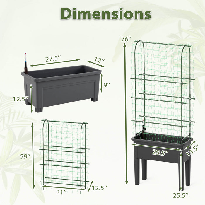 Costway Raised Garden Bed Planter Box Avec Escalade Trellis Indicateur De Niveau D'eau