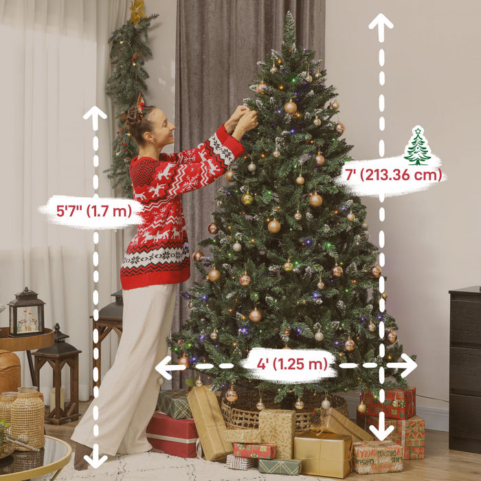 HOMCOM Sapin de Noel Givre de 7 pieds avec Lumieres Bicolores
