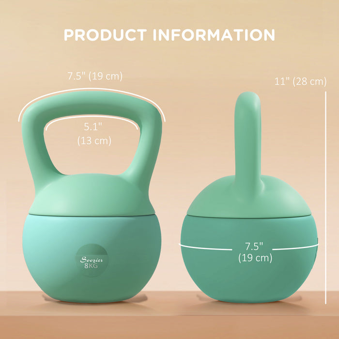 Soozier Kettlebell 8 kg, Poids pour musculation et entrainement de force, Vert