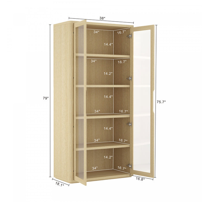 Armoire bibliotheque moderne Rivington 38\" en chene naturel