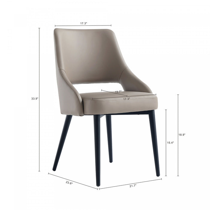 Chaise de salle a manger moderne Tremont en metal et cuir vegetalien taupe