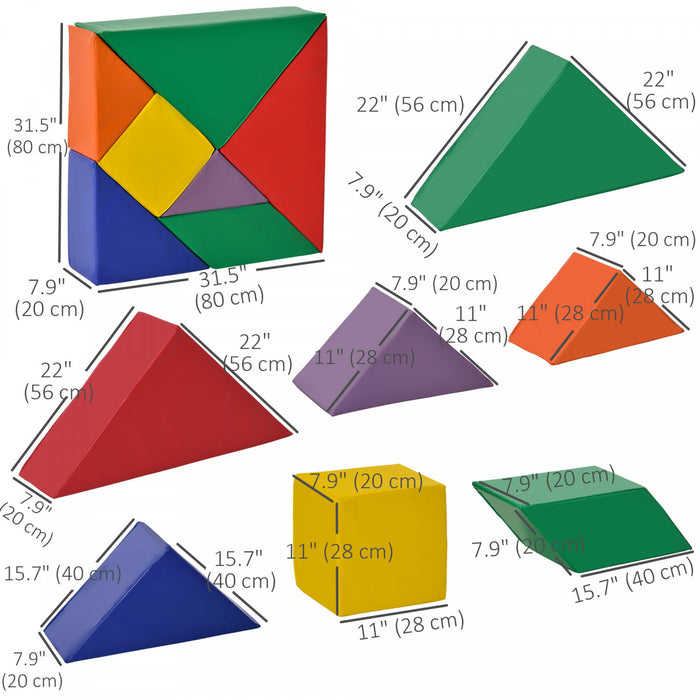 Qaba Jeu D'escalade En Mousse 7 Pieces Pour Enfants, Blocs En Mousse Pour Enfants De 1 A 3 Ans, Blocs D'escalade Pour L'interieur, Couleur Classique