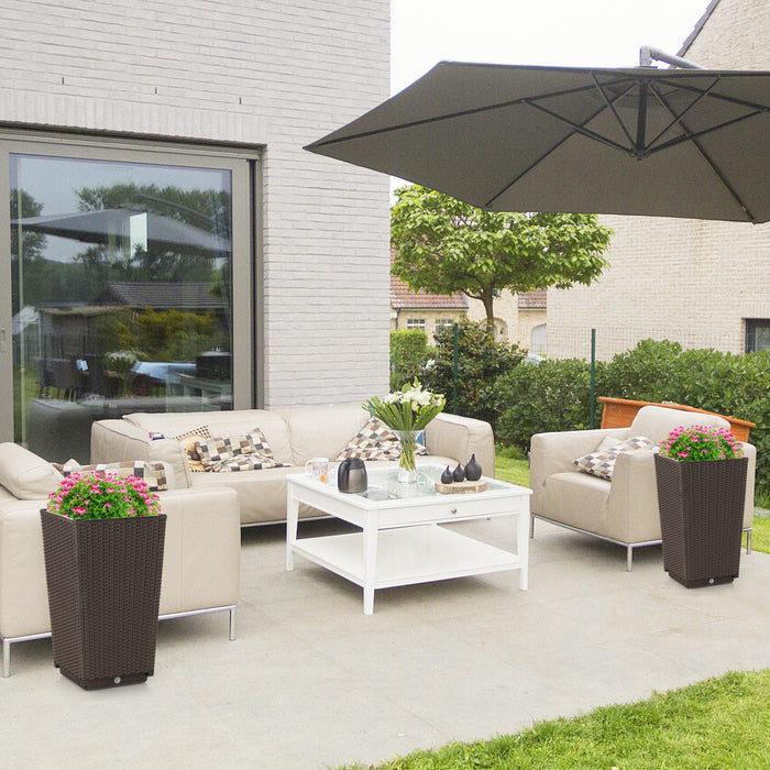 Costway 2pcs Outdoor Wicker Flower Pot 22,5 \"planters Hauts Avec Cafe Trou De Drainage