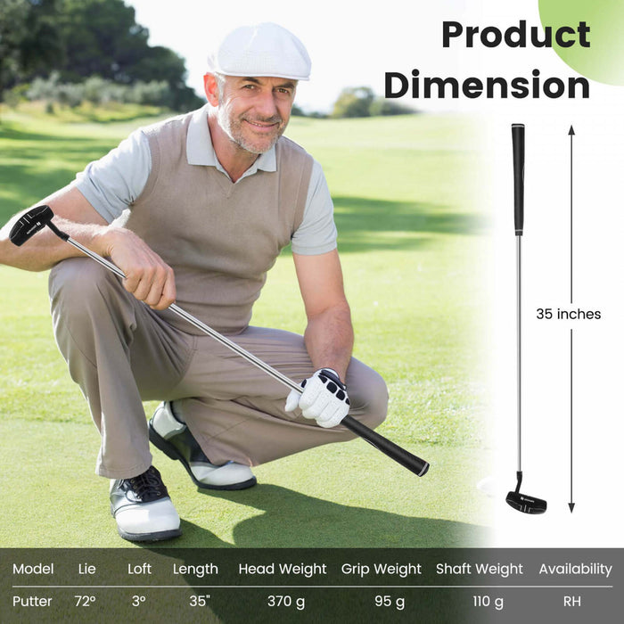 Ultimate 35\" Golf Putter Mallet Style Putter Avec Poignee En Caoutchouc D'aide A L'alignement Et Couvercle De Tete