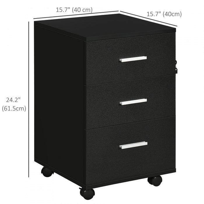 Vinsetto Classeur A 3 Tiroirs Avec Serrure Et Cles Pour Bureau
