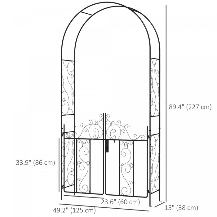 Outsunny Arche De Jardin En Metal, Double Portail, Tonnelle De Jardin, Noir