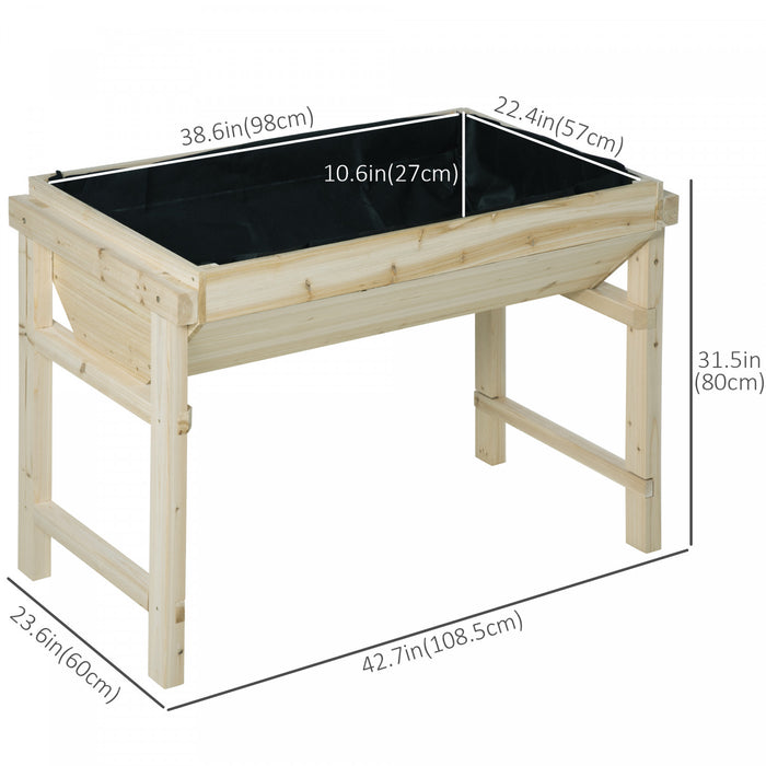 Outsunny - Lit De Jardin Sureleve De 43\" X 24\", Jardiniere Surelevee En Bois Avec Tissu Non Tisse Pour Les Legumes, Les Fleurs Et Les Herbes Dans Le Patio, Le Jardin Et Le Balcon.