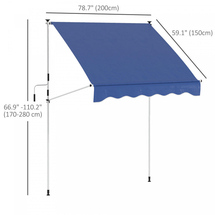 Outsunny 6.6'x5' Abri Solaire Retractable Manuel, Bleu Fonce