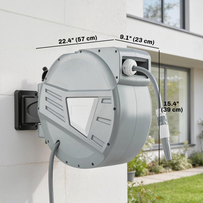 Outsunny Devidoir Retractable 1/2\" x 30 m Fixation Murale, Gris