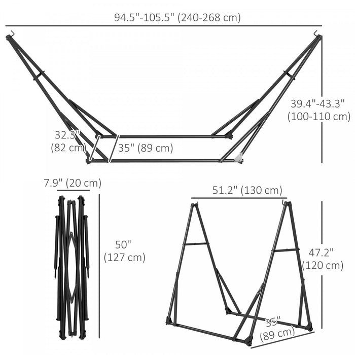 Outsunny Support de hamac pliable, 2-en-1, uniquement hamac, noir