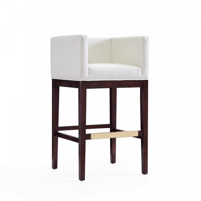 Tabouret de bar Kingsley style Mid-Century Modern en bois et tissu ivoire - Lot de 2