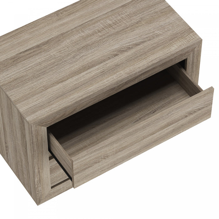 Table de nuit contemporaine Soren 32\" en chene naturel (2 tiroirs)