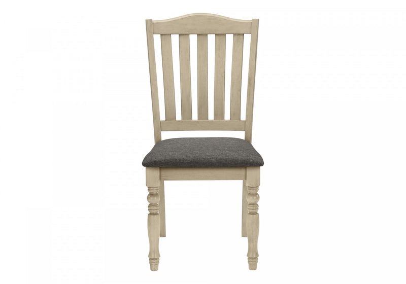 Ensemble de 2 chaises de salle à manger de style transitionnel avec tissu gris antique et pattes en bois pour la cuisine et la salle à manger