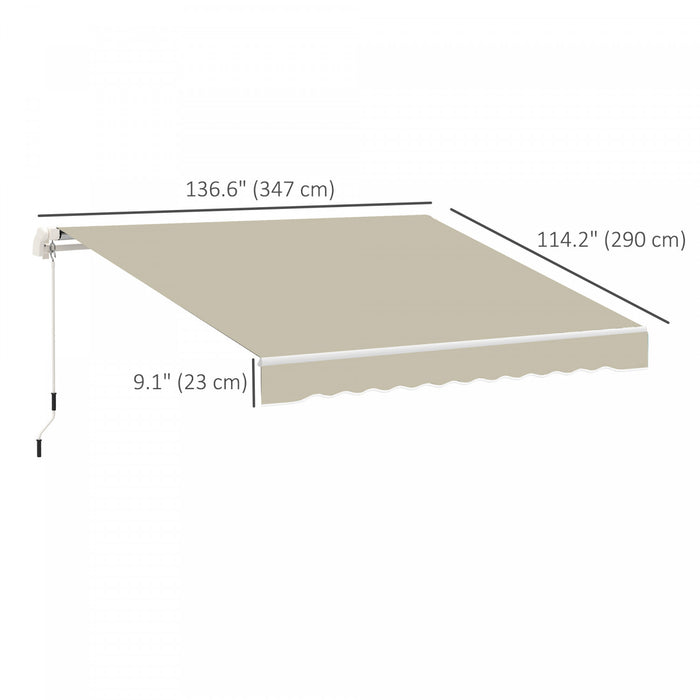Outsunny 12' X 10' Toile De Store Retractable De Remplacement Pour Parasol Exterieur, Protection Uv, Blanc Creme