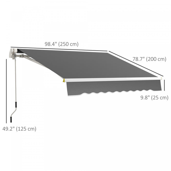 Outsunny Auvent Retractable 8' X 6.5' Avec Lumieres Led, Uv40+, Gris Fonce