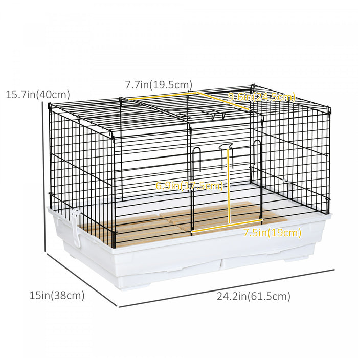 Pawhut Cage Pour Petits Animaux Habitat Pet Play House Pour Petit Lapin Lapin Cochon D'inde Animal De Compagnie Vison Chinchilla Avec Plateau Coulissant Fond Planche En Bois Blanc Et Noir