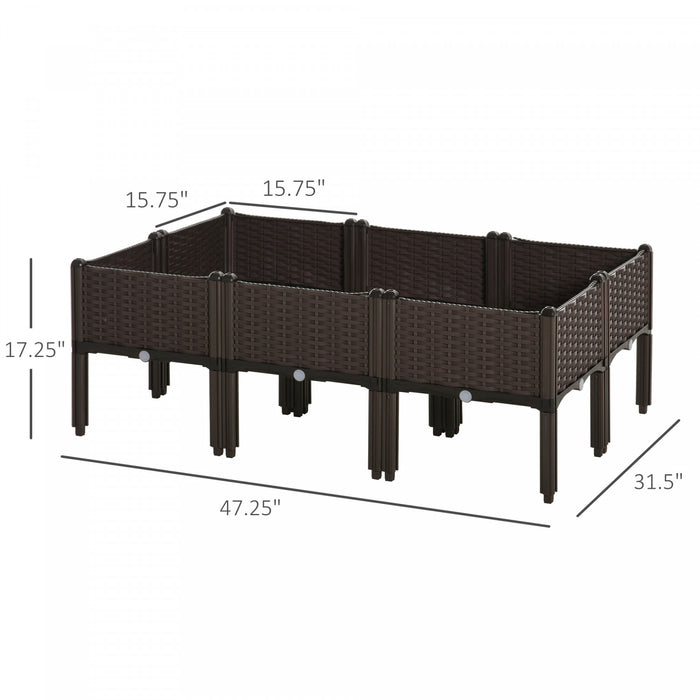 Outsunny Jardiniere Sureleve De 6 Pieces En Pp Sureleve Pour Plantes A Fleurs, Boite De Culture D'herbes Vegetales Empilable