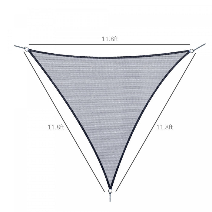 Outsunny 12' Canopee Voile D'ombrage Triangle Pour Jardin, Couverture De Protection Uv, Abri De Pelouse Pour Patio Exterieur Avec Sac De Transport, Gris