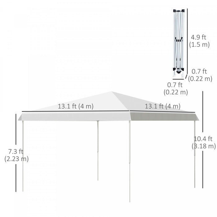 Outsunny Tonnelle Escamotable 13' X 13', Tente De Fete Reglable, Blanc