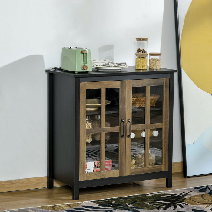 HOMCOM Buffet Cuisine Portes Vitrine Armoire d'Appoint