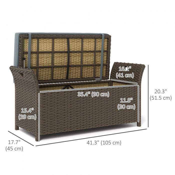 Outsunny Banc De Rangement En Osier Rangement De 27 Gallons, Gris Fonce