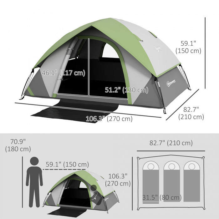 Outsunny Tente De Camping Pour 4 A 5 Pers Avec Sol Cousu, Etanche 3 000 Mm