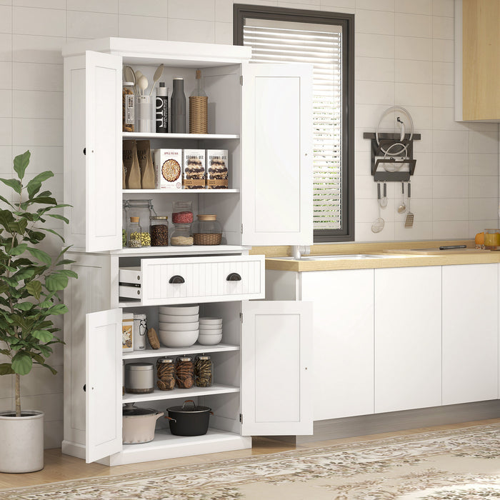 HOMCOM Garde-manger de cuisine 72 po, armoire de rangement avec tiroirs