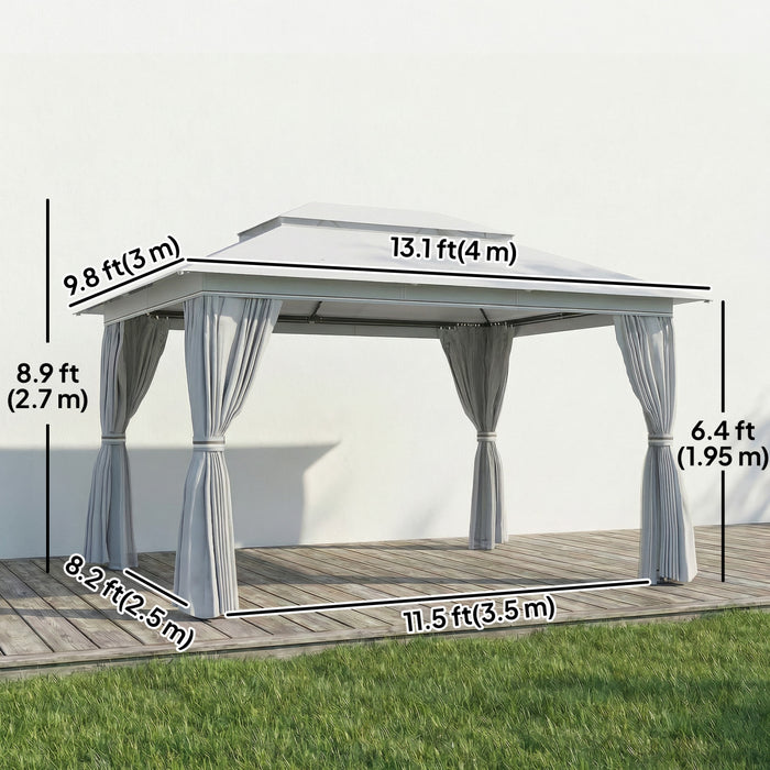 Outsunny Tonnelle de Jardin 400 x 300 cm, Toit Double UPF50+, Gris Fonce