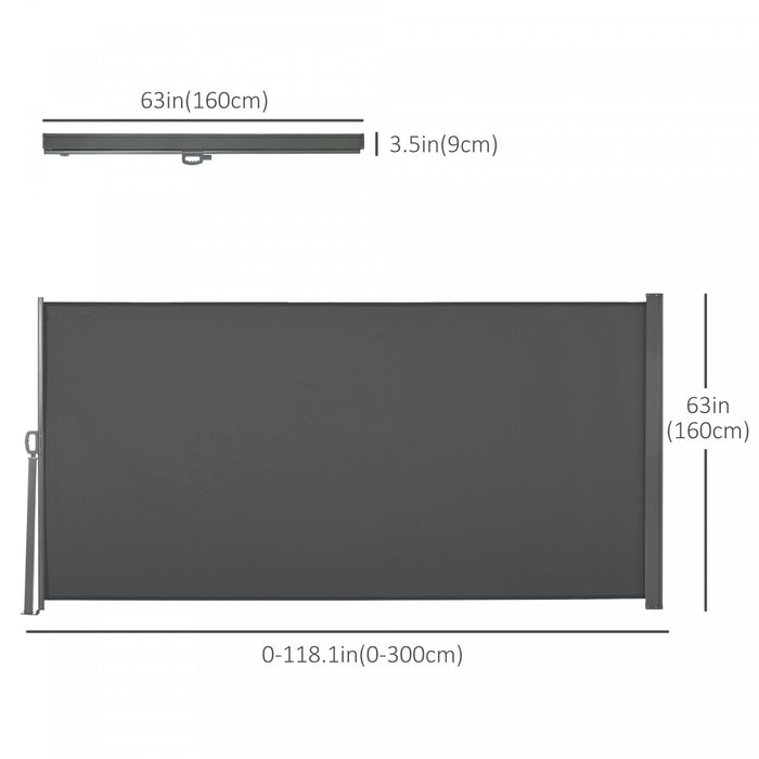 Outsunny Ecran De Confidentialite Pliant Pour Auvent Lateral 118 X 63, Gris