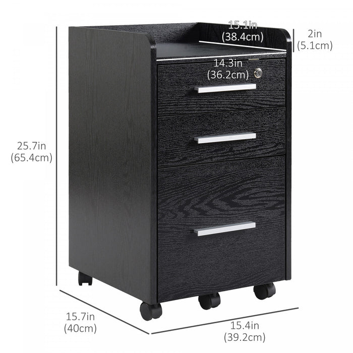 Homcom Classeur Mobile 3 Tiroirs Classeur De Bureau Noir