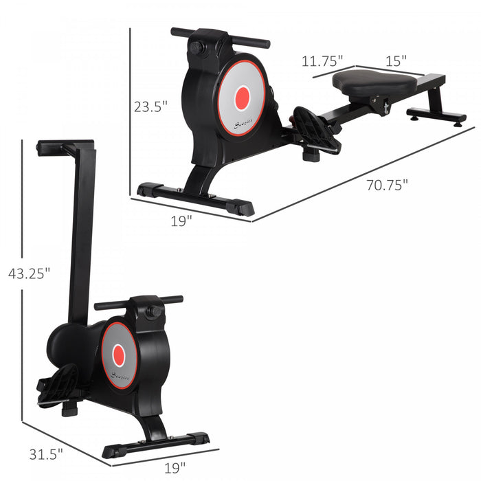Soozier Rameur D'appartement Pliable Avec 8 Niveaux De Resistance Magnetique, Moniteur Numerique Et Roues De Transport Pour La Salle De Sport A Domicile