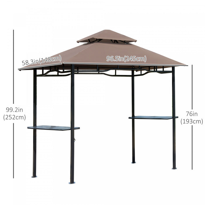 Pavillon Abri Tonnelle De Jardin Pour Barbecue 245l X 148l X 255h Cm Chocolat
