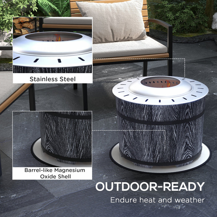 Outsunny Foyer Sans Fumee Avec Tapis, 20\" Firepit, Oxyde De Magnesium, Noir