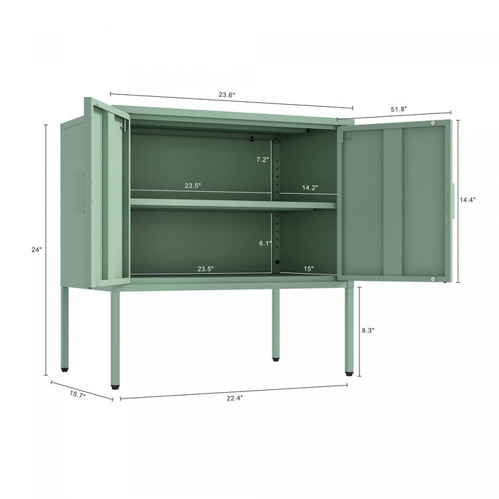 Armoire d’appoint moderne Ava 24\" en metal, vert sauge