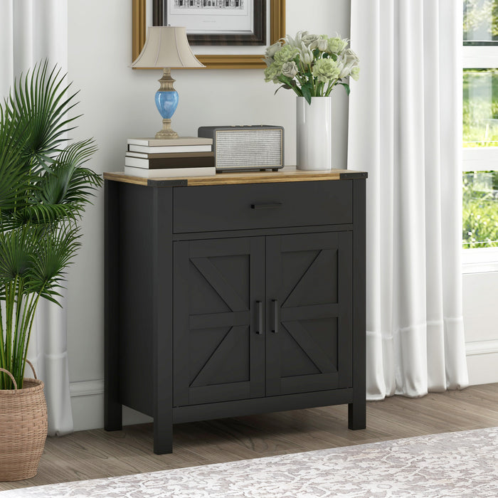 HOMCOM Buffet avec 1 tiroir, 1 armoire de rangement, Noir