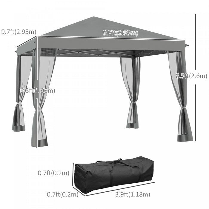 Outsunny 10 'x 10' Tente Gazebo Avec Paroi Laterale En Maille Amovible