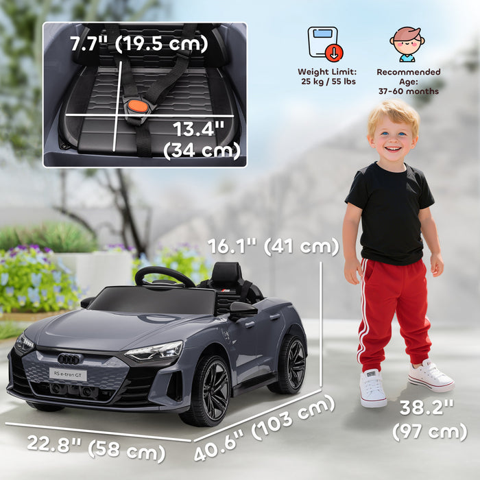 Aosom Audi RS e-tron GT sous licence - Voiture electrique 12V avec telecommande, roues a suspension, demarrage progressif, klaxon, musique, phares, gris