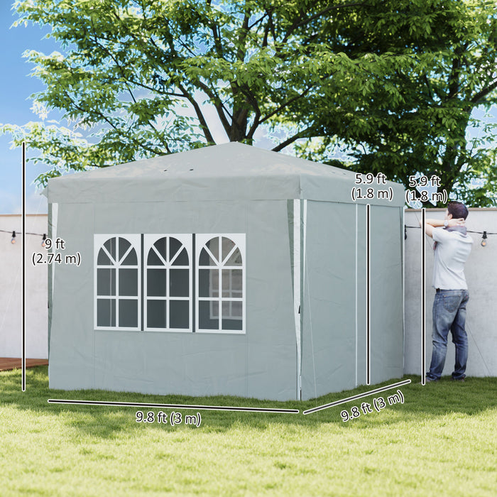 Outsunny Tente Escamotable 10' X 10' Avec Sac De Transport, Gris Clair