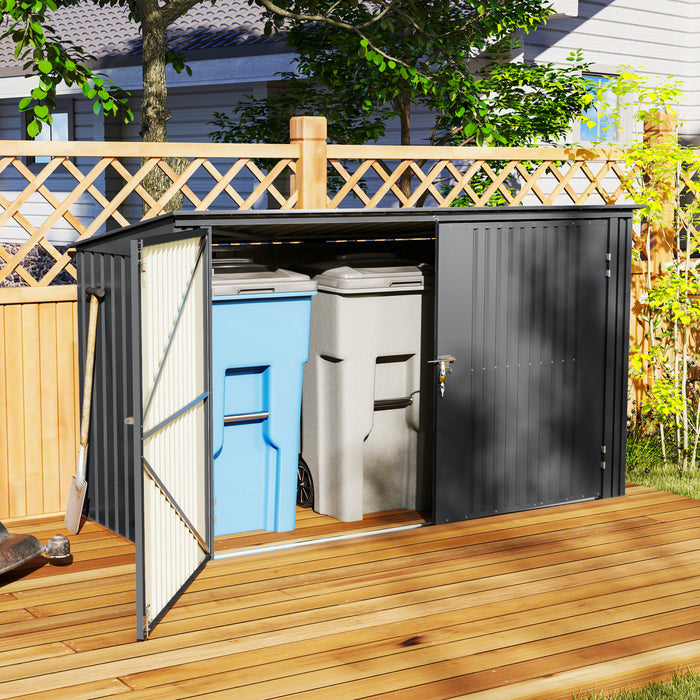 Outsunny Remise A Poubelle Avec Portes Verrouillables, Couvercle Ouvrable