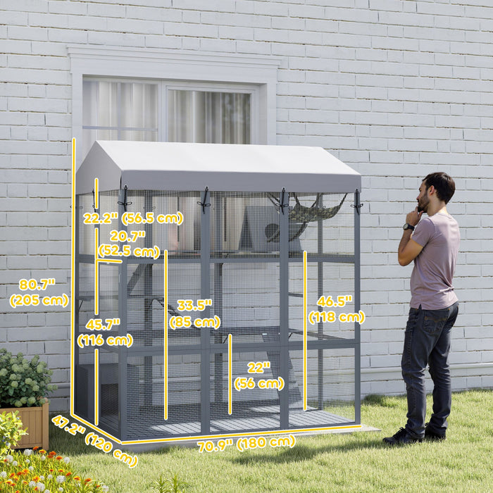 Catio Enclos Exterieur Pour Chat De 81\" H Avec Plancher