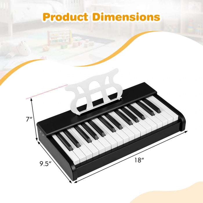 Costway Clavier de Piano pour Enfants 30 Touches avec Pupitre Amovible et Fonction Demarrage a Une Touche - Noir