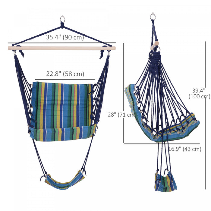Chaise Hamac Suspendue Outsunny Siege Pivotant Rembourre, Balancoire Air Deluxe Avec Repose-pieds Pour Tous Les Espaces Interieurs Ou Exterieurs Camping Hamac Inclinable